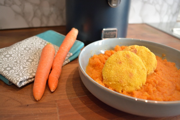 crema di carote allo zenzero e frittelle di ceci