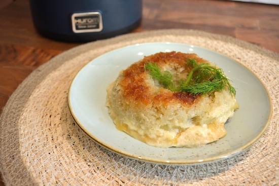 Tatin di finocchi, prugne, patate e gorgonzola