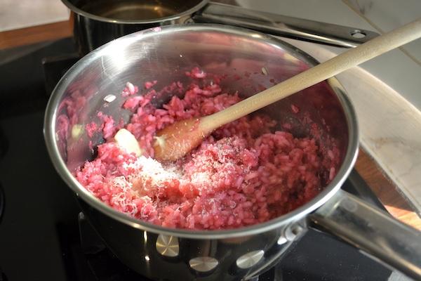 risotto alla barbabietola e bucce di limone candito