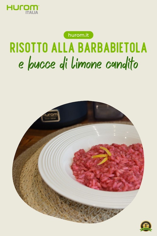 risotto alla barbabietola e bucce di limone candito