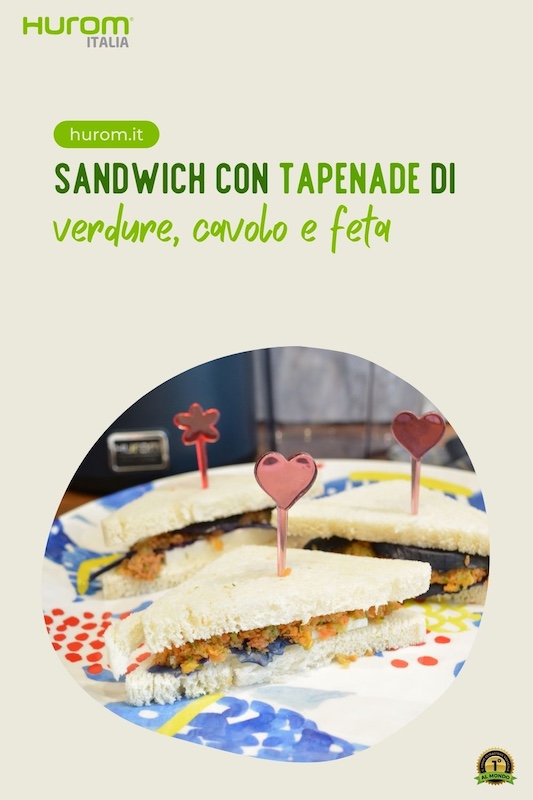 Sandwich con tapenate di verdure, cavolo e feta